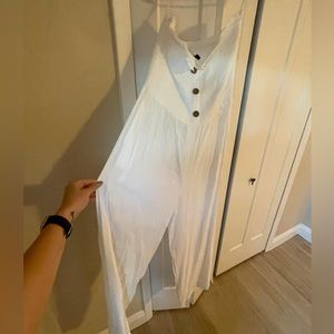 White strapless jumpsuit